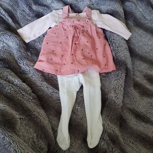 3 Piece Newborn Jumper Dress, Shirt and Tights by Carter's